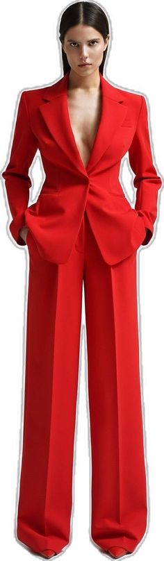 Red Wide Leg Pants For Formal Occasions, Red Wide-leg Bottoms For Formal Occasions, Formal Red Wide-leg Pants, Chic Red Semi-formal Suit, Classic Pants For Spring Wedding, Classic Spring Wedding Pants, Red Formal Full-length Pants, Elegant Red Formal Pants, Formal Full Length Red Pants