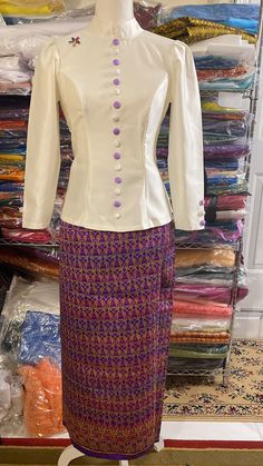 Condition: new Cambodian traditional outfit  Size:M Skirt waist 31 inches  Top waist 31 bust 36 inches can adjust 4 more inches bigger  Items included  1 skirt  1 Top 1 sash  Belt not included  Will ship the same on picture  If you have any questions about size please contact us we will reply back as soon as we can. Thank you! Have a good day! White Fitted Skirt For Festive Occasions, Festive Fitted White Skirt, Traditional Fitted Skirt With Traditional Drape, Fitted Traditional Skirt With Drape, Fitted Traditional Drape Skirt, Traditional Long Fitted Skirt, Fitted White Long Skirt Set, Fitted White Set With Long Skirt, White Fitted Long Skirt Set