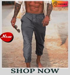 Men's Linen Pants Trousers Summer Pants Drawstring Elastic Waist Straight Leg Plain Comfort Breathable Daily Beach Linen / Cotton Blend Fashion Simple Black White Micro-elastic Leisure Straight Pants For Summer, Leisure Straight Summer Bottoms, Summer Leisure Straight Pants, Summer Leisure Ankle-length Pants, Summer Trousers With Drawstring, Summer Pants With Drawstring, Leisure Pants With Pockets For Beach Season, Summer Drawstring Trousers, Summer Leisure Sweatpants With Pockets