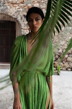 Aura Duster Gown– KasiaKulenty Elegant Draped Dress For Vacation, Elegant Draped Maxi Dress For Vacation, Green Draped Beach Dress, Aura Goddess, Fabric Draping, Goddess Gown, Celine Daoust, Cotton Gauze Fabric, Athena Goddess