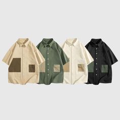 Features: Unisex Detailed scraftsmanship Solid color Contrast color pocket design Button closure Soft and breathable Material: 96% Cotton Tech Clothing, Stylish Shirts Men, Fashion Reference, Outwear Coat, Men Stylish Dress, Tropical Wallpaper, Hawaiian Shorts, Streetwear Men, Streetwear Men Outfits