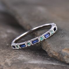 Cubic Zirconia Wedding Rings, Baguette Wedding Band, Emerald Wedding Band, Smaragd Ring, Sapphire Wedding Rings, Baguette Diamond Rings, Ring Sapphire, Baguette Ring, Sapphire Band