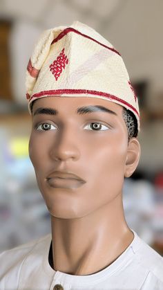 Dupsie's Ayo Fila Brown handwoven Aso Oke cap hat with cream beige emb – Dupsie's African Fashion Adjustable Woven Hat With Structured Crown, Traditional Adjustable Cap, Traditional Costume Hat With Structured Crown, White Ceremonial Cap, Adjustable Brimmed Hat For Ceremonial Occasions, Adjustable Brimmed Ceremonial Hat, Ceremonial Brimmed Hat With Adjustable Fit, Traditional Adjustable Mini Cap Hat, Adjustable Hat With Structured Crown For Festivals