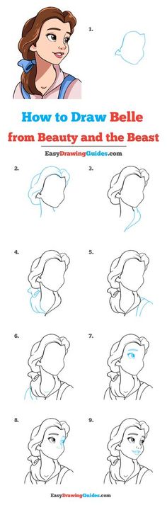 how to draw belle from beauty and the beast with easy step - by - step instructions