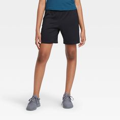 Girls' 6" Performance Shorts - All in Motion Black M, Girl's, Size: Medium Moisture-wicking Athletic Shorts With 4-way Stretch And 5-inch Inseam, Elastic Waistband Gym Shorts With 5-inch Inseam, Gym Shorts With Elastic Waistband And 5-inch Inseam, Black Cotton Athletic Shorts With Built-in Liner, Technical Black Moisture-wicking Athletic Shorts, Interval Running, Target Kids, Gym Classes, All In Motion