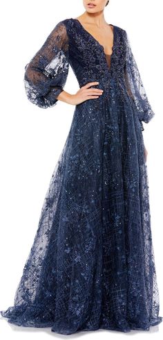 Mac Duggal Sequin Lace & Embroidery A-Line Gown | Nordstrom