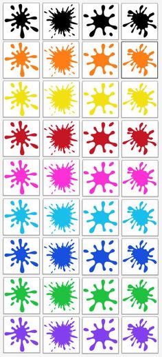 different colored paint splats are shown in the shape of people's hands