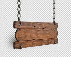 a wooden sign hanging from a chain on a white background png, clipart