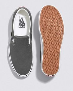 Outfits With Vans Slip Ons, Vans Slip On Shoes, Grey Vans, Vans Store, Vans Slip On, Custom Vans, How To Make Shoes, Classic Shoes, Vans Classic