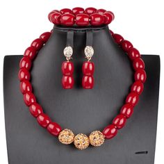 077488298-6 Elegant Red Beaded Necklace With Colorful Beads, Elegant Gold Beaded Necklaces For Parties, Elegant Party Beaded Necklaces With Gold Beads, Elegant Red Beaded Necklace, Elegant Party Gold Beaded Necklaces, Elegant Handmade Beaded Necklaces For Festivals, Traditional Adjustable Beads For Party, Festive Gold Beads Jewelry Sets, Adjustable Jewelry Sets For Party And Festivals