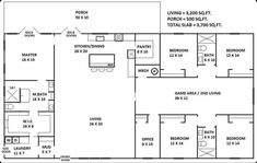 the floor plan for an apartment with three bedroom and two bathroom areas, including one living room