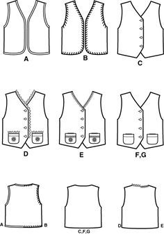 different types of vests for men, from the front and back to the side