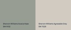 two different shades of gray and white with the words sheryln williams acaccia haze