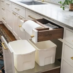 two bins in the middle of a kitchen counter