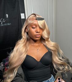 Blonde Wig Hairstyles, Blonde Frontal, Frontal Install, Teenage Hairstyles, Cute Blonde, Black Ponytail Hairstyles, Hair Idea