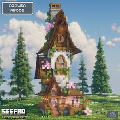 Minecraft Cottage Furniture, Starting House Minecraft, Town Center Minecraft Ideas, Mc Fairy House, Minecraft Portal House, Fantasy Buildings Minecraft, Lord Of The Rings Minecraft Builds, Minecraft Cliff Side House, Flower Minecraft House