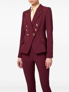 Elisabetta Franchi double-breasted Crepe Blazer - Farfetch Gold Blazer, Crepe Blazer, Velvet Blazer, Long Sleeve Blazers, City Dress, Iconic Bags, White Blazer, Double Breasted Blazer, Summer Beach Wear