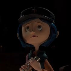 an animated character with blue hair holding a baseball bat