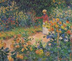 a painting of a woman in a garden