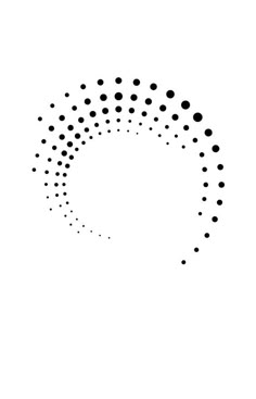 a black and white photo with dots in the shape of a circle on a white background