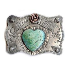 Love Life Belt Buckle – Sweet Bird Studio Artisan Engraved Belt Buckles As Gift, Artisan Engraved Belt Buckles For Gifts, Handmade Bohemian Belt Buckles As Gift, Vintage Antique Belt Buckle As Gift, Handmade Western Belt Buckles As Gift, Handmade Western Belt Buckles For Gift, Handmade Artisan Silver Belt Buckles, Found Object Jewelry, Silversmith Jewellery