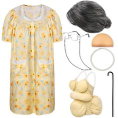 PRICES MAY VARY. Old Lady Dress up Costume Set: you will get 1 piece of women front closure housedress printed with flowers, 1 piece of adult fat suit, 1 granny wig, 1 grandma wig cap, 1 pair of granny glasses, 1 eyeglass chain, 1 granny faux pearl beads necklace and 1 adjustable crutch, 8 pieces of items in total, enough to play the role of an old lady at a party, suitable for cosplay, saving your time and energy in matching Cute Housedress: this old lady dress is made of cotton and polyester, Granny Costume For Adults, Old Lady Party Theme, Old Person Costume, Old Lady Costume For Women, Senior Citizen Costume, Granny Halloween Costume, Old People Costume, Grandma Wig, Granny Wig