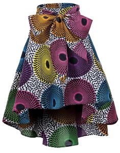 This is a stylish hand made African print skirt. It is made of 100% African wax cotton. It has side pockets, an elastic waist, large decorative bow in front, asymmetrical hem, and beautiful colors throughout! Available in sizes Small to 4XLarge. **PLEASE NOTE** This item requires three (3) weeks to ship. Please take shipping time into into consideration if ordering for a particular date in view. Thank you. Dashiki Skirt, Ankara Skirt, African Fashion Modern, African Print Dresses, African Print Fashion Dresses