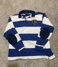 Vintage Polo Sport Polo Ralph Lauren Heavy Long Sleeve Rugby Polo Shirt Size XL | eBay Polo Jersey Outfit, Striped Long Sleeve Polo Shirt, Casual Striped Polo Collar Top, Casual Striped Tops With Polo Collar, Casual Striped Long Sleeve Polo Shirt, Casual Long Sleeve Striped Polo Shirt, Casual White Long Sleeve Polo Shirt, White Long Sleeve Casual Polo Shirt, Vintage Striped Polo Collar Tops