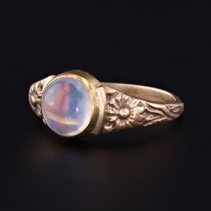 14k Gold Opal Ring | Opal Ring Vintage Gold Opal Cabochon Ring, Victorian Yellow Gold Opal Ring With Cabochon, Victorian Cabochon Opal Ring Collectible, Victorian Multi-stone Opal Ring As Gift, Victorian Style Gold Opal Ring With Multi-stone, 14k Gold Opal Ring, Antique Pins, Daisy Ring, Opal Ring Gold