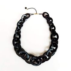 Black Chain Necklace, Oversized Chunky Statement Necklace, Iris Apfel Jewelry Black Chunky Link Chain Necklace, Everyday Black Chain Link Necklace, Everyday Black Necklace With Chunky Chain, Everyday Black Link Chain Necklace, Black Link Chain Necklace, Black Chunky Chain Necklace Gift, Trendy Black Link Chain Necklace, Black Chunky Chain Link Jewelry, Trendy Black Link Jewelry