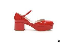 null Designer Closed Toe Red Sandals, Designer Red Closed Toe Sandals, Bold Closed Toe Heels With Red Sole, Red Closed Toe Mary Janes With Buckle Closure, Leather Heels With Red Sole, Closed Toe, Closed Toe Block Heels, Block Heel Sandals, 2 Inch Heels, Block Heels Sandal