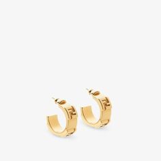 Small stud hoop earrings with embossed FF motif. Made of metal with a gold finish. Made in Italy. One Size Fendi Earrings, Metal Earrings, Gold Gold, Earrings Gold, Gold Finish, Metallica, Gold Earrings, Gold Color, Fendi