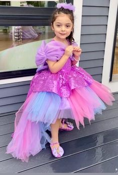 Tulle Mermaid Dress With Ruffles, Purple Princess Style Party Gown, Tulle Mermaid Dress With Ruffles For Pageant, Blue Princess Mermaid Dress For Pageant, Princess Style Blue Mermaid Dress For Pageant, Pageant Mermaid Dress With Ruffles, Purple Princess Gown For Dress-up, Fitted Mermaid Princess Dress For Dress-up, Purple Princess-style Mermaid Dress In Tulle