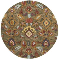 a round rug with many different colors and designs