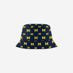 Michigan Wolverines Mini Print Bucket Hat FOCO - FOCO.com Casual Team-colored Hats With Letter Print, Team-colored Hats With Letter Print For Fan Merchandise, Casual Snapback Hats For Fan Events, Sports Fan Cotton Hat, Sports Fan Cotton Hat For Fan Merchandise, Sports Fan Hat In Cotton For Fan Merchandise, Casual Cap For Fan Events, Casual Team-colored Hats For Fans, Fan Merchandise Hat With Curved Brim