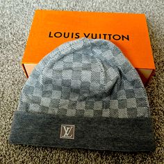 Grey Louis Vuitton Beanie Never Used Come With Box Louis Vuitton Scarf Outfit Men, Louis Vuitton Hats For Men, Lv Hat And Scarf, Louis Vuitton Winter Hat, Louis Vuitton Beanie, Lv Beanie Uk Drip, Louis Vuitton Accessories, Mens Beanie, Louis Vuitton Men