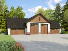 this is an artist's rendering of a two - car garage with attached carports