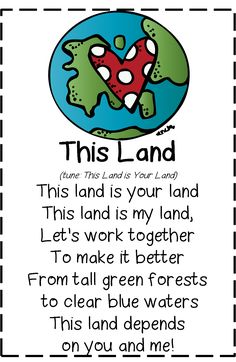 this land is your land printable poem for kids to read and practice their writing skills