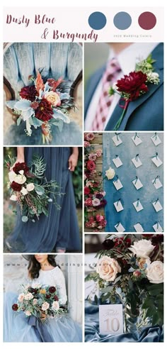 the color palette is dusty blue and burgundy