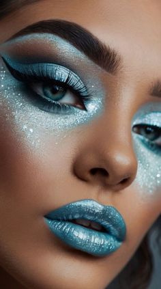 Ice Makeup, Ice Queen Makeup, Eye Makeup Guide, Alien Makeup, Christmas Eye Makeup, Christmas Makeup Look