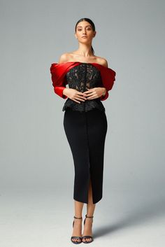 Off shoulder beaded top featuring midi skirt – HerTrove Unique Midi Dresses, Corset Diy, Midi Outfits, Cambodian Dress, Embroidered Corset, Hot Pink Fashion, Dress Name, Formal Tops, Unique Prom Dresses