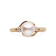 Tiara Collection White Freshadama Pearl and Diamond Ring – Pearl Paradise Luxury White Pearl Ring Timeless Style, Luxury Fine Jewelry Pearl Ring With Round Band, Luxury Yellow Gold Pearl Ring For Everyday, Luxury Everyday Yellow Gold Pearl Ring, Tiara Collection, Pearl Ring Design, Akoya Pearl Ring, Tahitian Pearl Ring, Pearl And Diamond Ring