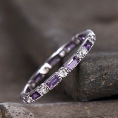 This is an Amethyst & cubic zircon wedding band,full eternity, in 925 sterling silver,rose gold plated,anniversary ring,wedding ring,stacking matching band. This ring is marked 925,the stone shape is emerald cut. I accept custom making order.Please contact me if you need this service. Friendly reminder：This ring is not provided to return or exchange service, unless the quality problem. For special customized products,since it was custom made only for you,thank you for your understanding. Amethyst Wedding Ring, Eternity Engagement Band, Amethyst Wedding Band, Amethyst Wedding Rings, Amethyst Wedding, Amethyst Ring Engagement, Purple Rings, February Birthstone, Eternity Ring Diamond