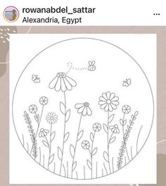 a drawing of flowers in the middle of a circle with butterflies flying over it and text reading rowandale, sattar alexandria, egypt