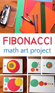 the fibonaci math art project is made with construction paper and colored pencils