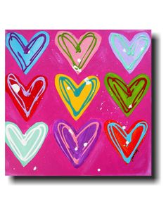 a painting with many hearts painted on it