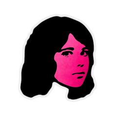 a woman's face is shown in pink and black