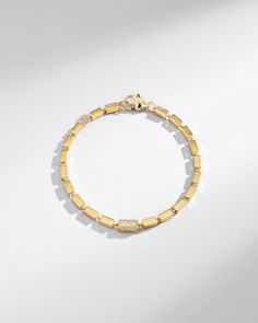 Suzanne Kalan Block-Chain Single Pave Diamond Thick Bracelet in 18k yellow gold Block Chain, White Diamonds, Pave Diamonds, Gold Rose, Diamond White, Evening Wear, Chain Bracelet, Fashion Models, Timeless Design