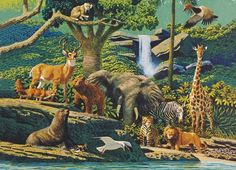 an image of animals in the jungle painting