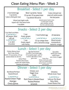 Clean Eating Menu Plan Week 2-Recovered Clean Eating Menu Plan, Week Diet Plan, Show Da Luna, Week Diet